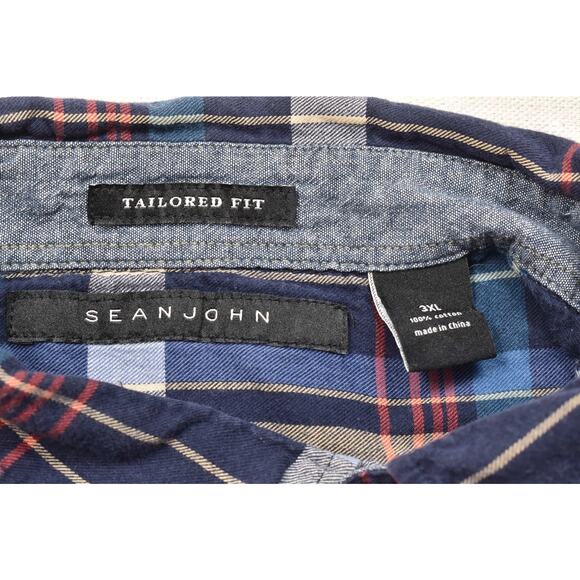 Sean John Tailored Fit Plaid Button Down Shirt Men's Big & Tall Size 3XL - Picture 8 of 8